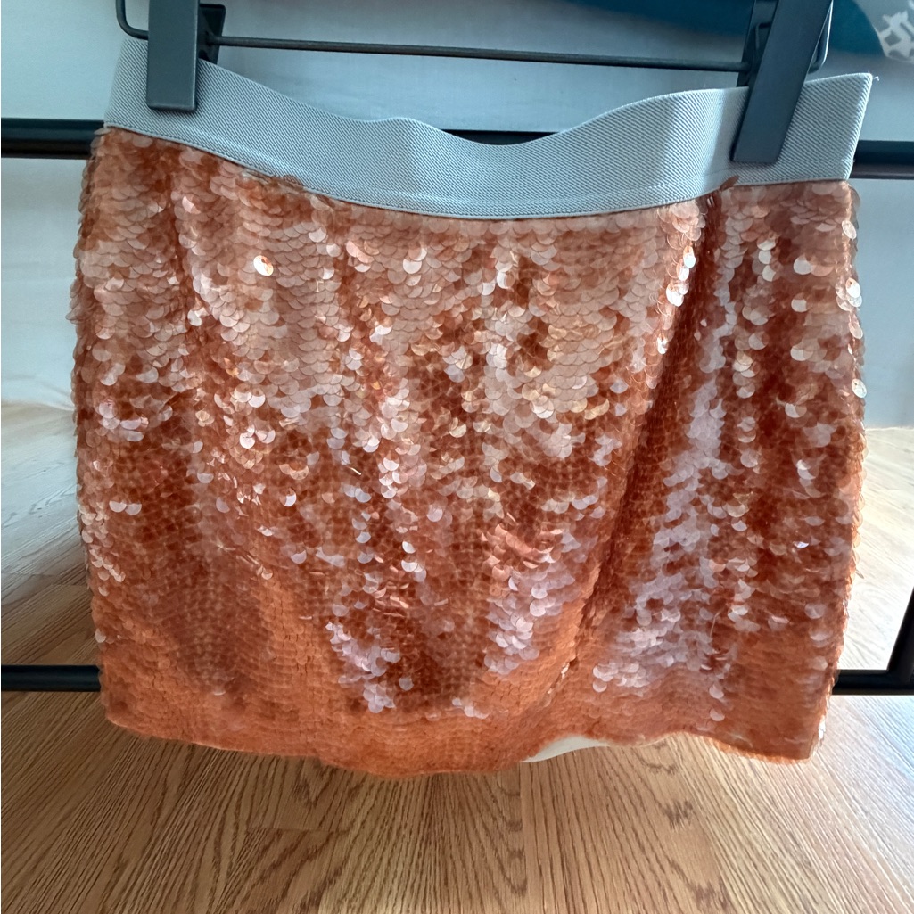 Bcbgmaxazria Orange Sequin Mini Skirt